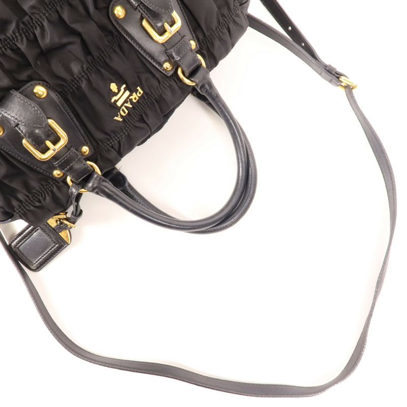 PRADA 尼龍Tessuto Gaufre金扣手挽肩背兩用袋-7