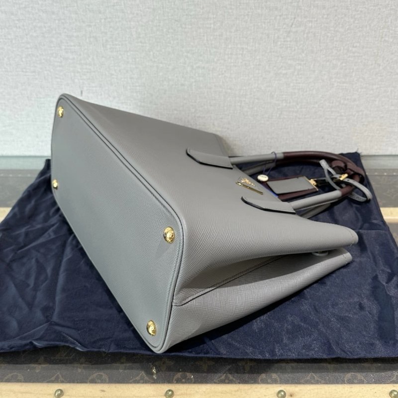 PRADA double系列灰金十字紋手提肩背斜背包 32.5*25*14 98新配件塵袋-2