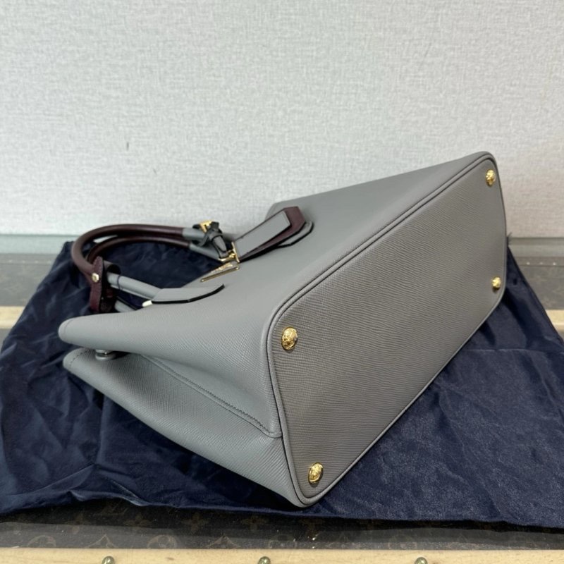 PRADA double系列灰金十字紋手提肩背斜背包 32.5*25*14 98新配件塵袋-4