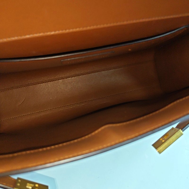 YSL MANHATTAN 棕色牛皮曼哈頓包單肩包 金色五金 可拆卸肩帶-6
