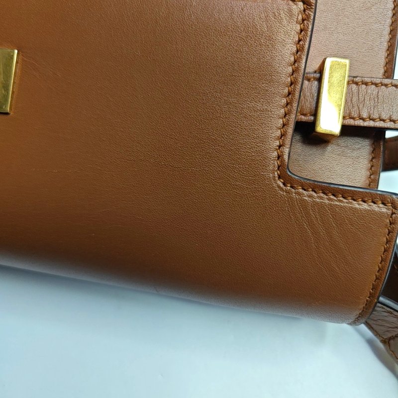 YSL MANHATTAN 棕色牛皮曼哈頓包單肩包 金色五金 可拆卸肩帶-8