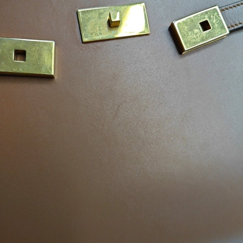 YSL MANHATTAN 棕色牛皮曼哈頓包單肩包 金色五金 可拆卸肩帶-9