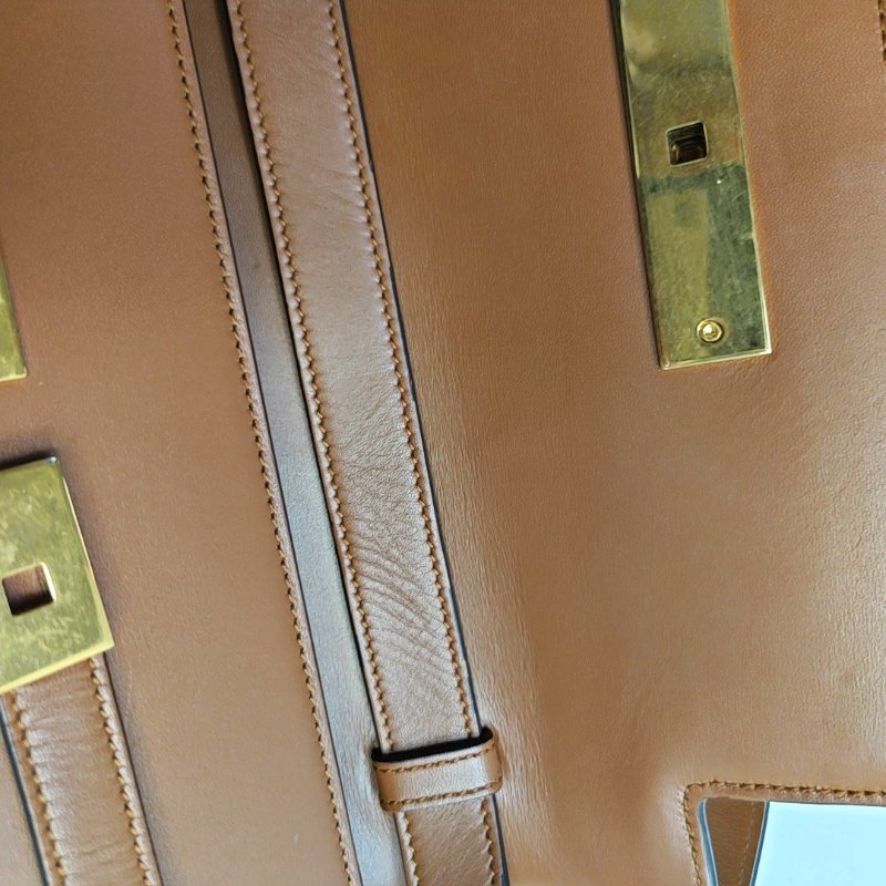 YSL MANHATTAN 棕色牛皮曼哈頓包單肩包 金色五金 可拆卸肩帶-10