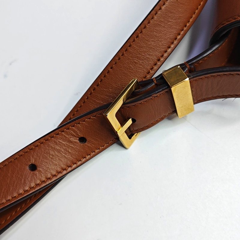 YSL MANHATTAN 棕色牛皮曼哈頓包單肩包 金色五金 可拆卸肩帶-17