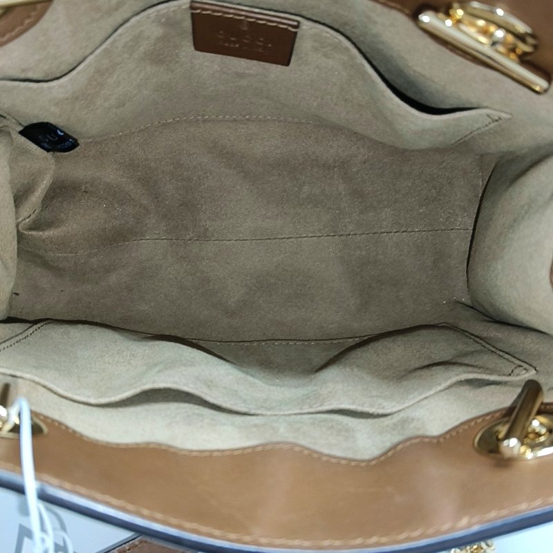 GUCCI Padlock 小號 卡其色塗層帆布老花單肩包手提包 金色五金-6