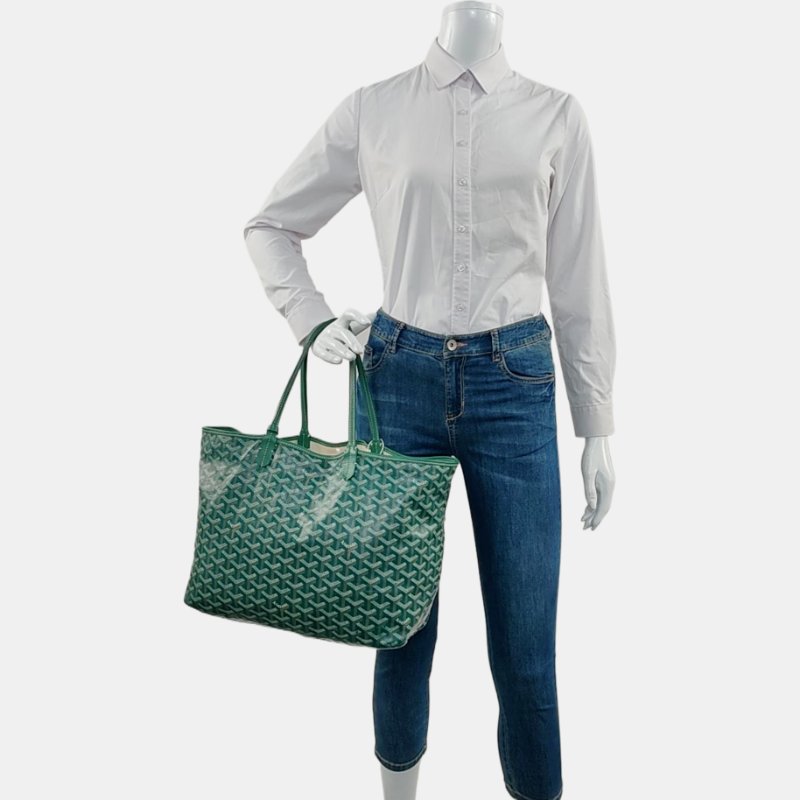 GOYARD Saint Louis 小號 綠色塗層帆布印花單肩包手提包 銀色五金 子袋-1