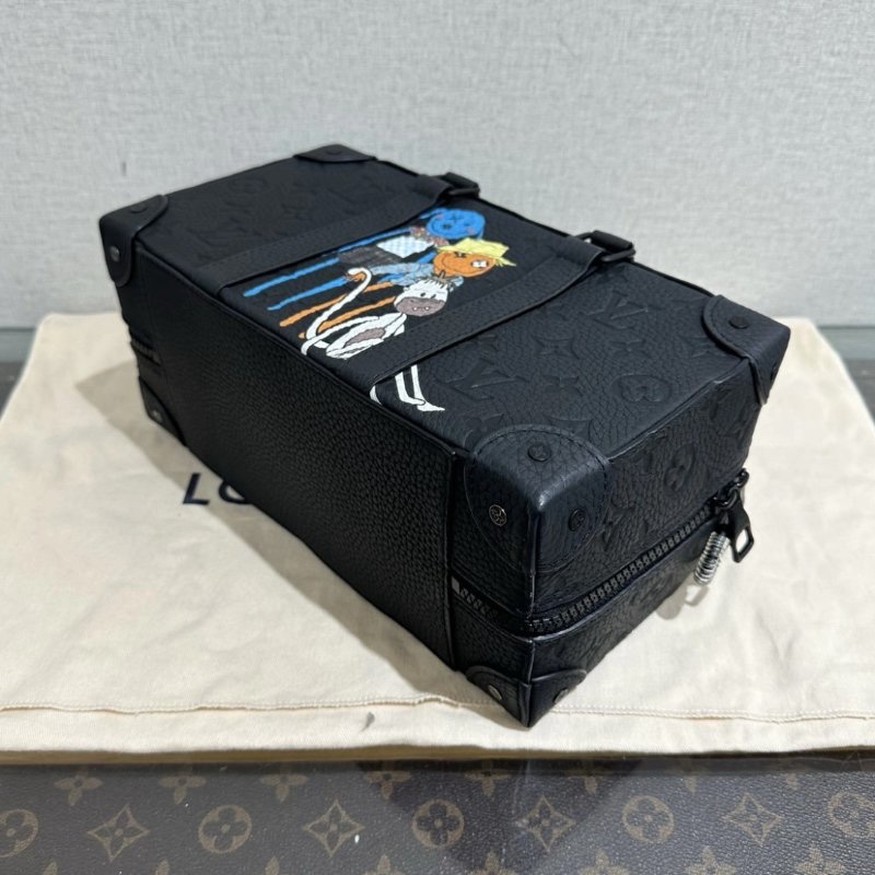 LV 秀款磨砂黑SpeedySoftTrunk稻草人盒子包 芯片款 27*15*12 98新配件塵袋-2