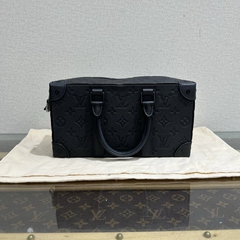 LV 秀款磨砂黑SpeedySoftTrunk稻草人盒子包 芯片款 27*15*12 98新配件塵袋-5