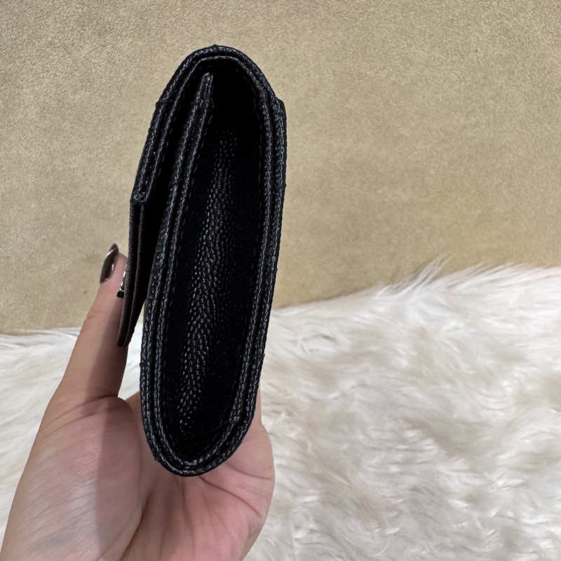 YSL 黑魚子醬銀釦小型信封錢包 全新離櫃-3