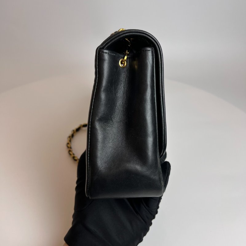 CHANEL 2開 黑金羊皮黛妃包 VINTAGE-2