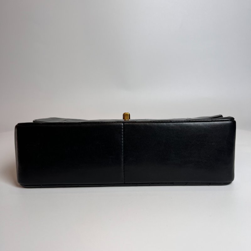 CHANEL 2開 黑金羊皮黛妃包 VINTAGE-4