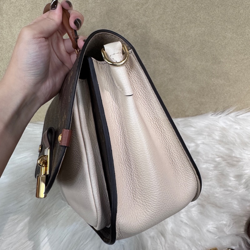 LV Vaugirard PM 老花拼米白牛皮手提斜背包 近全新-3
