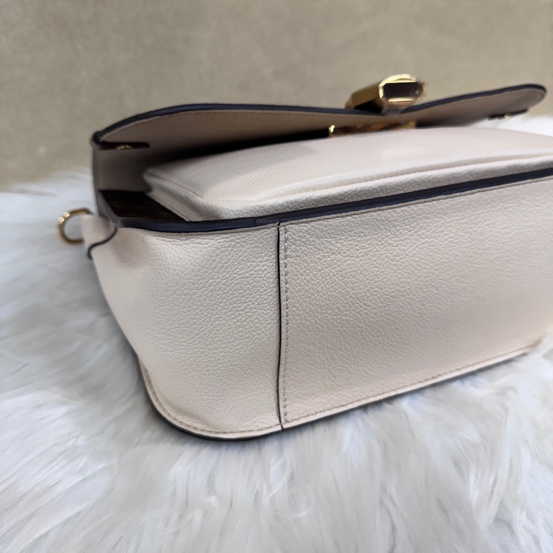 LV Vaugirard PM 老花拼米白牛皮手提斜背包 近全新-5