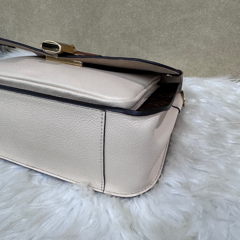 LV Vaugirard PM 老花拼米白牛皮手提斜背包 近全新-7