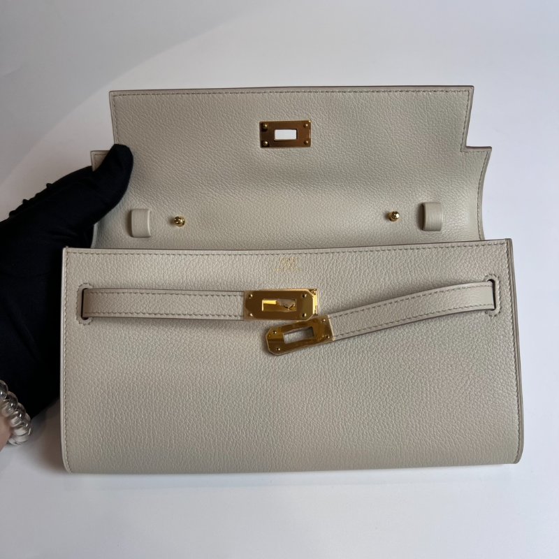 全新品HERMES W刻 冰川白KELLY TO GO肩背包-5