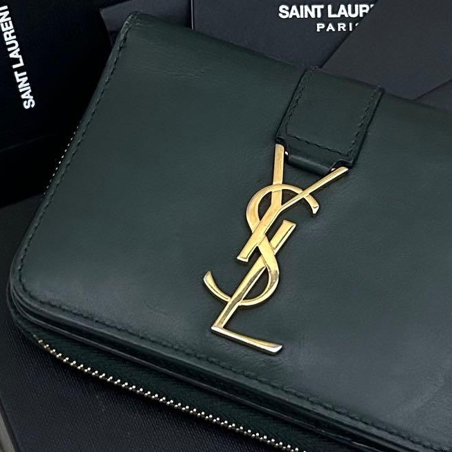 🌷YSL 稀有墨綠色錢包短夾 ｜經典花紋✦fufu style 精品✦ 氣質款｜-5