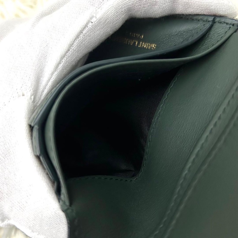 🌷YSL 稀有墨綠色錢包短夾 ｜經典花紋✦fufu style 精品✦ 氣質款｜-21