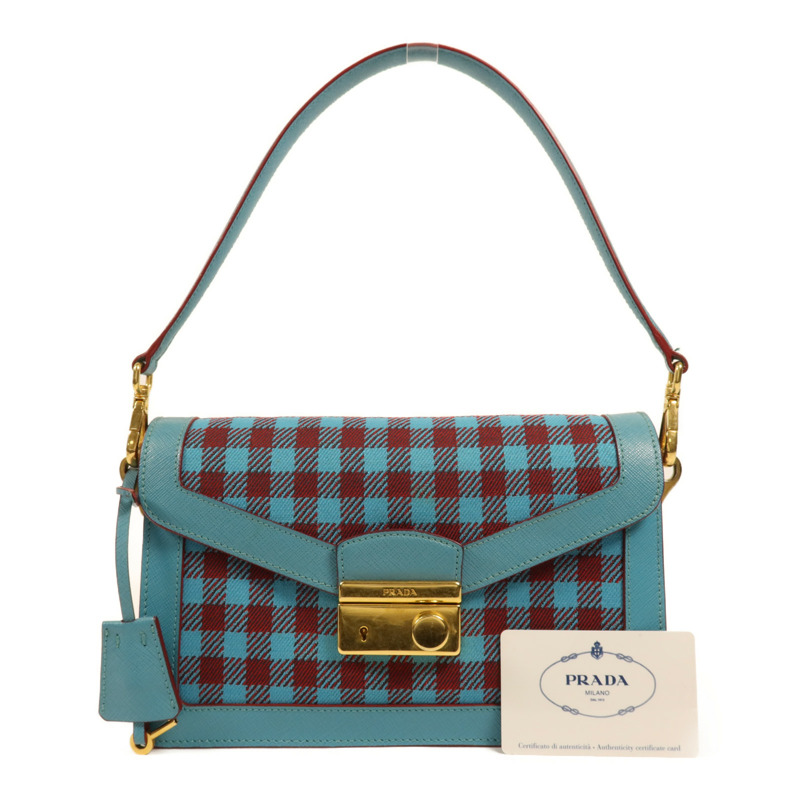 PRADA 帆布Shoulder Bag金扣肩背袋-9