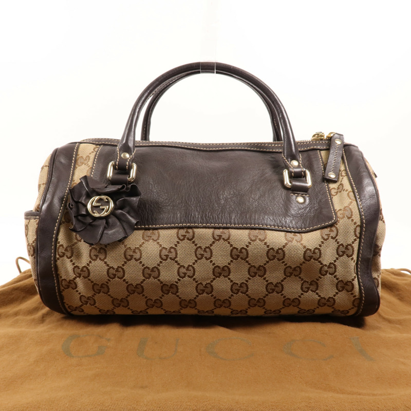 GUCCI 帆布Trophy金扣手挽袋-8