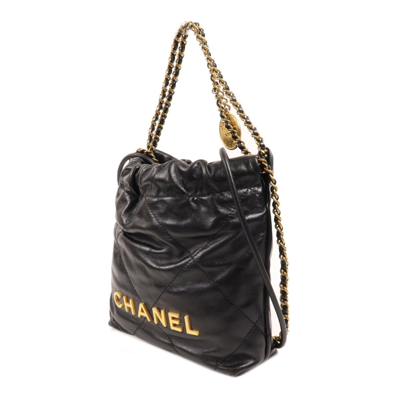CHANEL 牛皮皮革C22 Mini金扣手挽肩背兩用袋-2