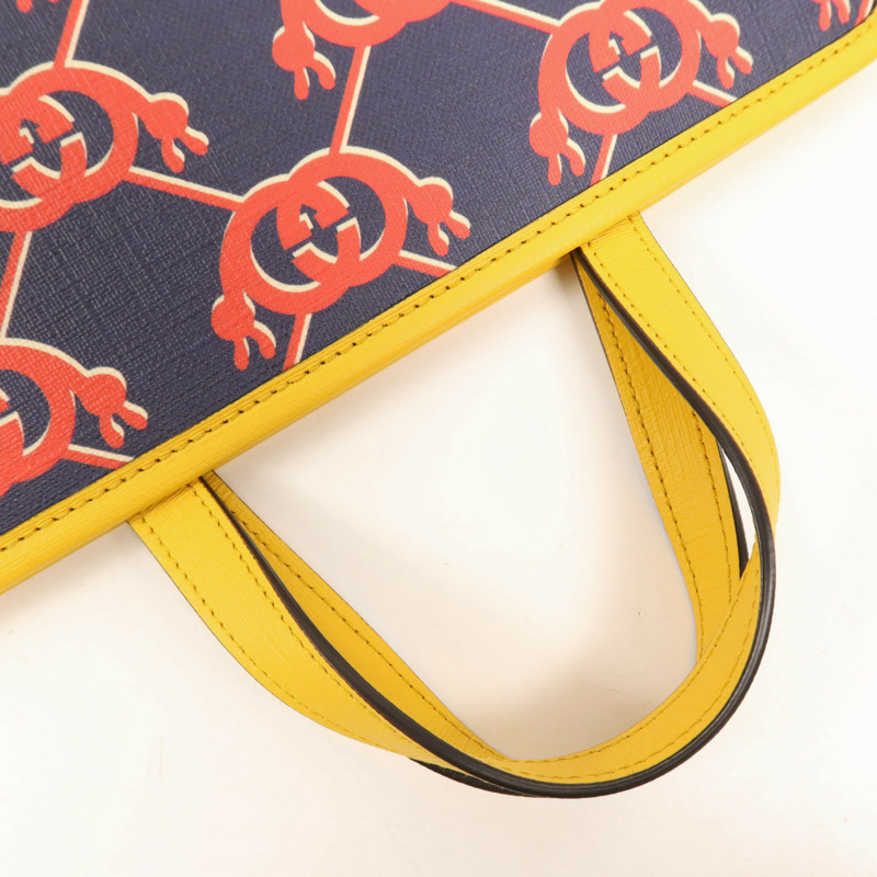 GUCCI 塗層帆布Childrens銀扣手挽袋-7