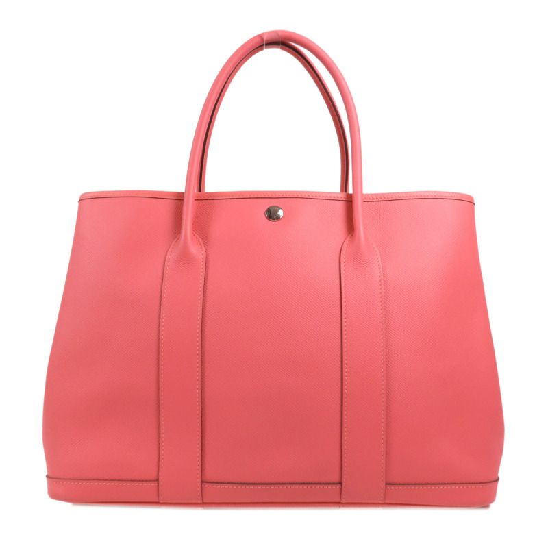 HERMES Epsom皮革Garden Party PM銀扣手挽袋Rose Azalee-0