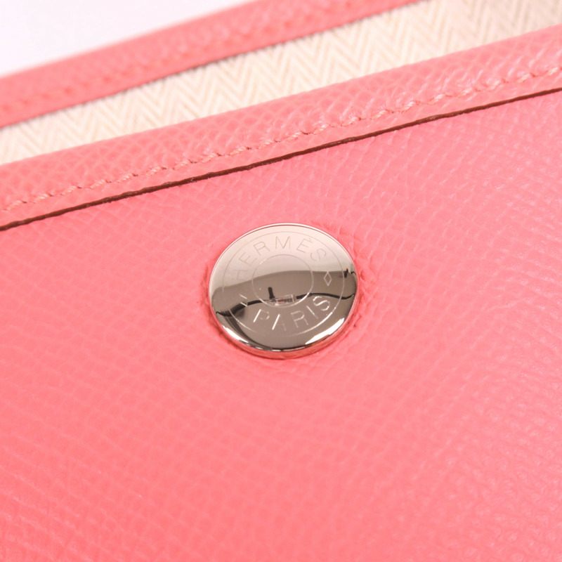 HERMES Epsom皮革Garden Party PM銀扣手挽袋Rose Azalee-7