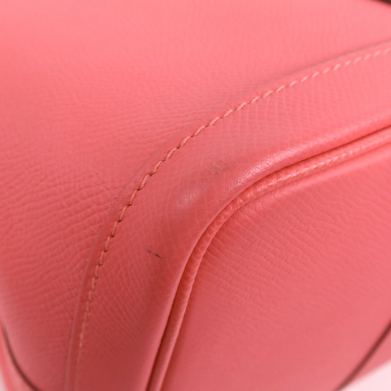 HERMES Epsom皮革Garden Party PM銀扣手挽袋Rose Azalee-13