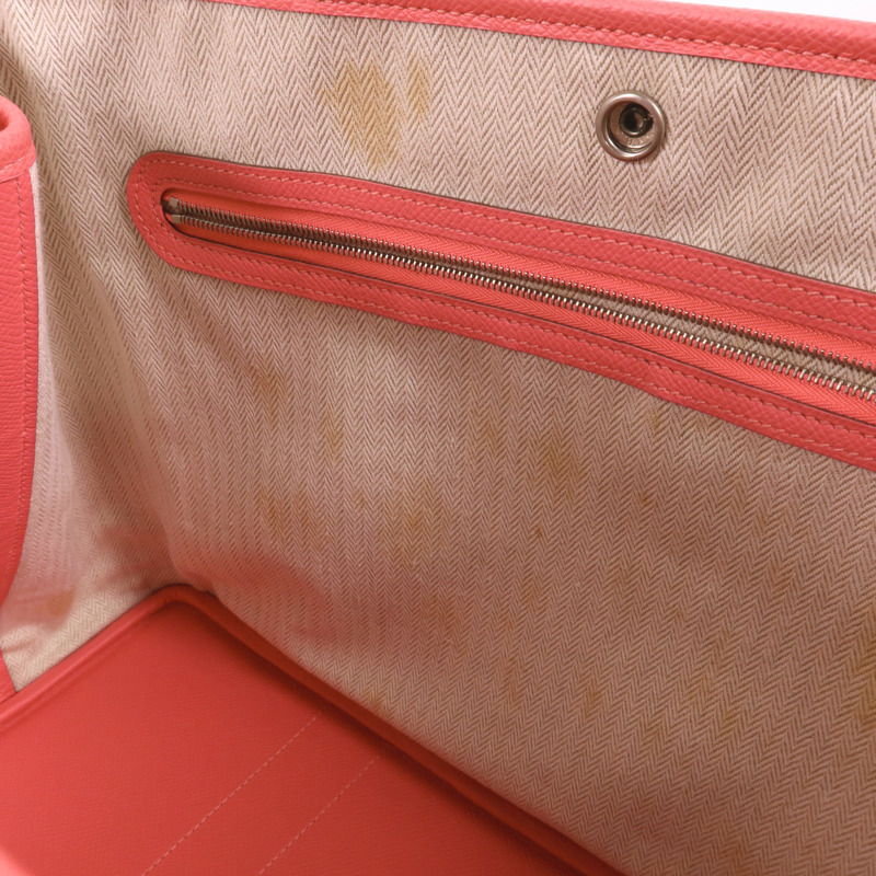 HERMES Epsom皮革Garden Party PM銀扣手挽袋Rose Azalee-15