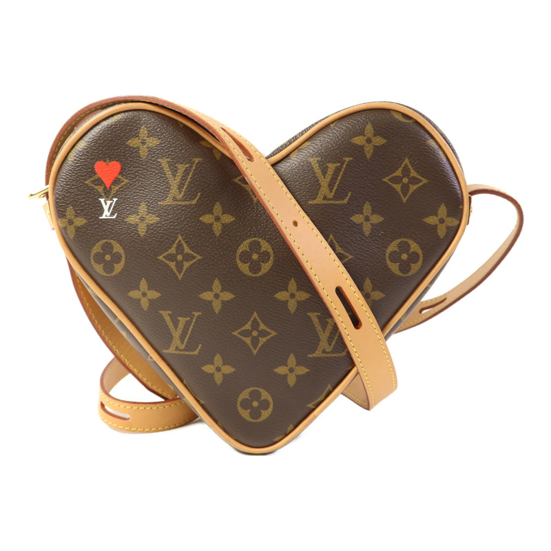 LOUIS VUITTON Monogram Game On Coeur金扣肩背袋棕色-0