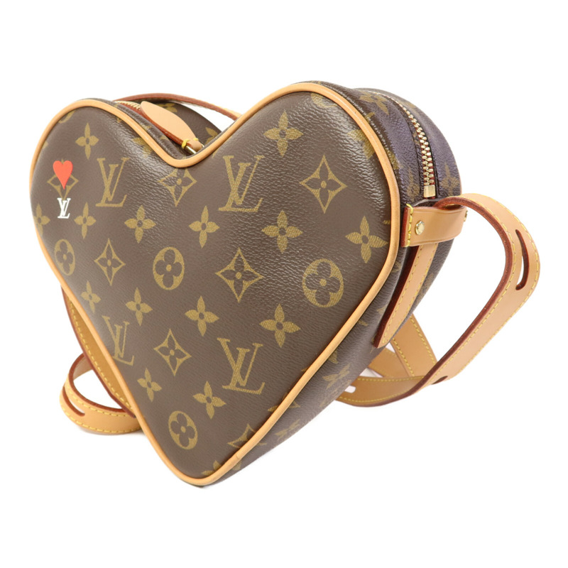 LOUIS VUITTON Monogram Game On Coeur金扣肩背袋棕色-2