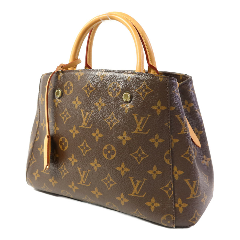 LOUIS VUITTON Monogram Montaigne BB金扣手挽肩背兩用袋棕色-2