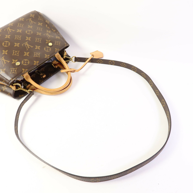 LOUIS VUITTON Monogram Montaigne BB金扣手挽肩背兩用袋棕色-4