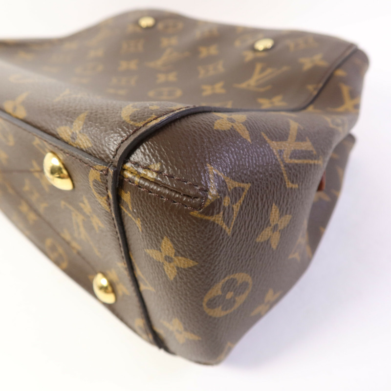 LOUIS VUITTON Monogram Montaigne BB金扣手挽肩背兩用袋棕色-14