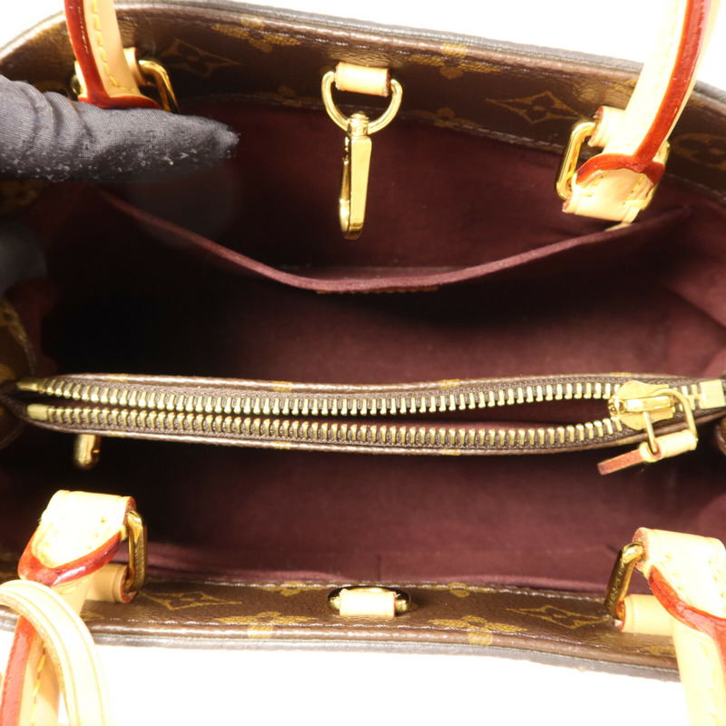 LOUIS VUITTON Monogram Montaigne BB金扣手挽肩背兩用袋棕色-5