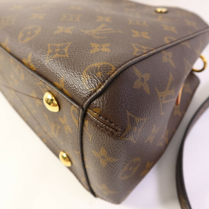 LOUIS VUITTON Monogram Montaigne BB金扣手挽肩背兩用袋棕色-13