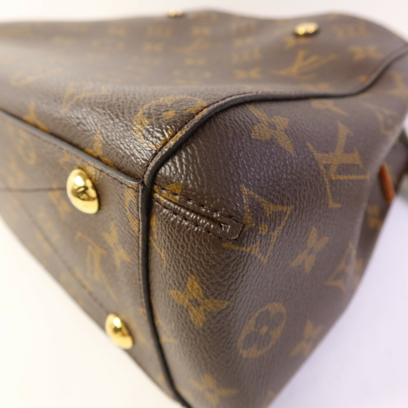 LOUIS VUITTON Monogram Montaigne BB金扣手挽肩背兩用袋棕色-15