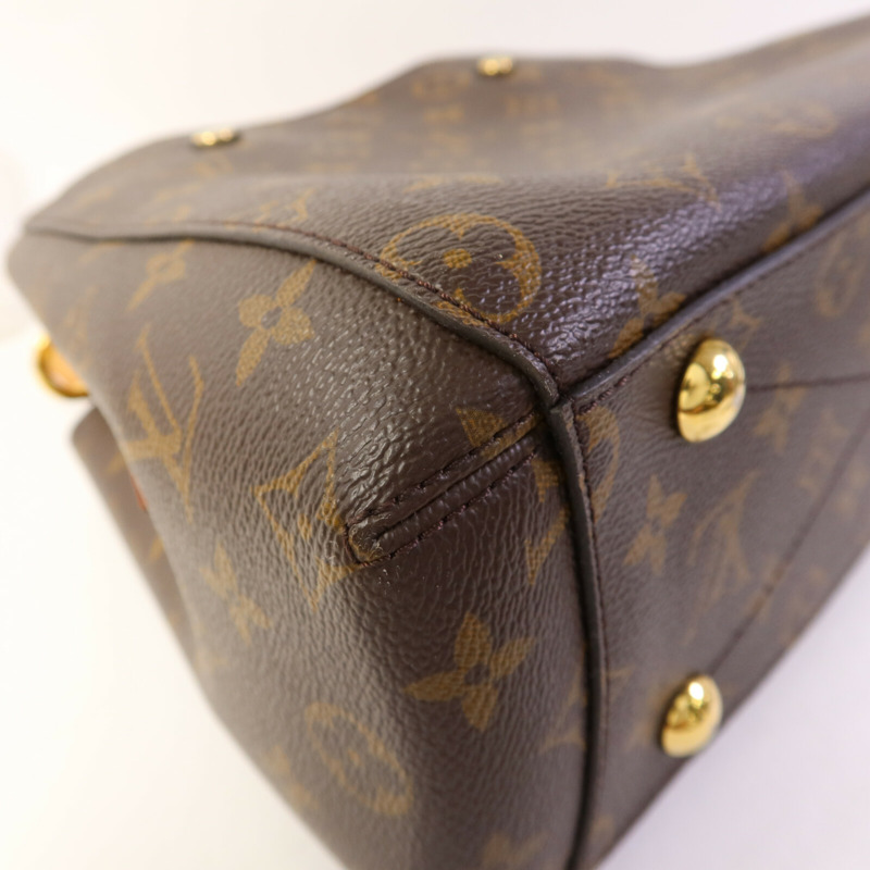 LOUIS VUITTON Monogram Montaigne BB金扣手挽肩背兩用袋棕色-16
