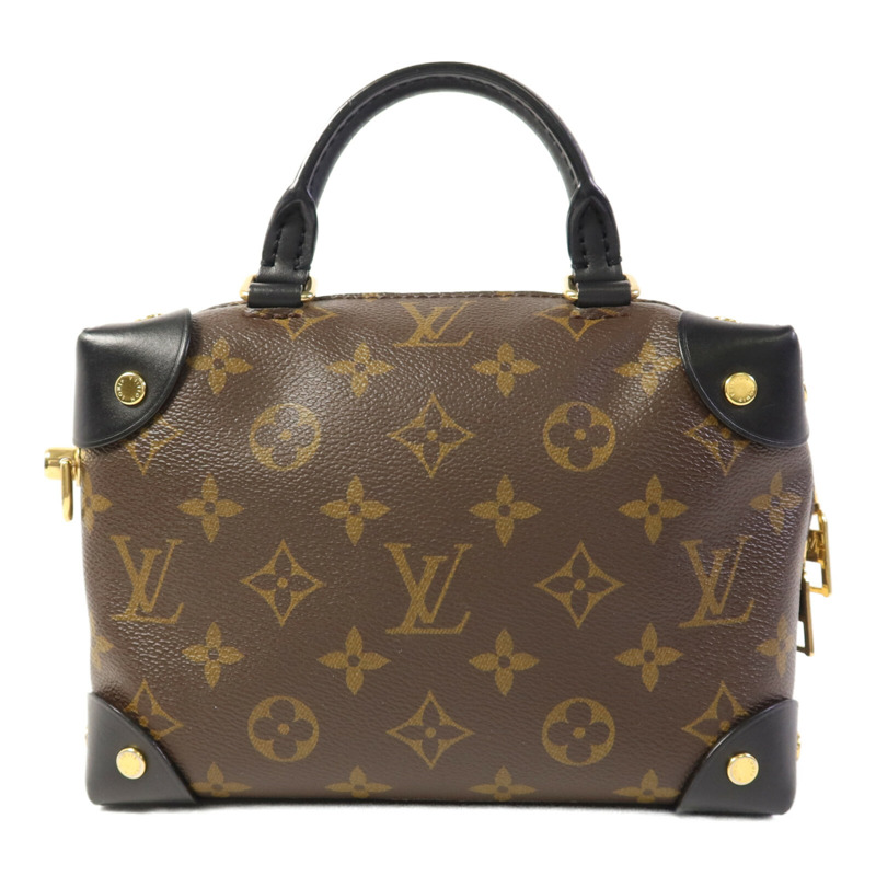 LOUIS VUITTON Monogram Petite Malle Souple金扣手挽肩背兩用袋棕色-1