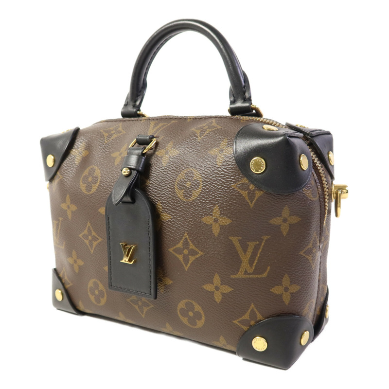 LOUIS VUITTON Monogram Petite Malle Souple金扣手挽肩背兩用袋棕色-2