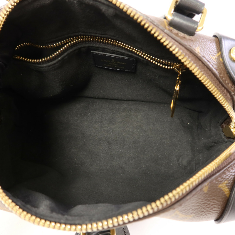 LOUIS VUITTON Monogram Petite Malle Souple金扣手挽肩背兩用袋棕色-5