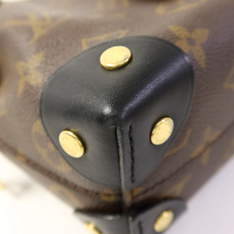 LOUIS VUITTON Monogram Petite Malle Souple金扣手挽肩背兩用袋棕色-14