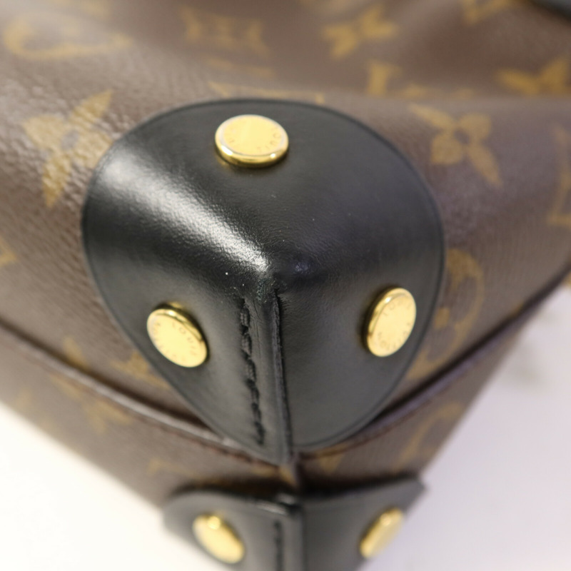LOUIS VUITTON Monogram Petite Malle Souple金扣手挽肩背兩用袋棕色-15