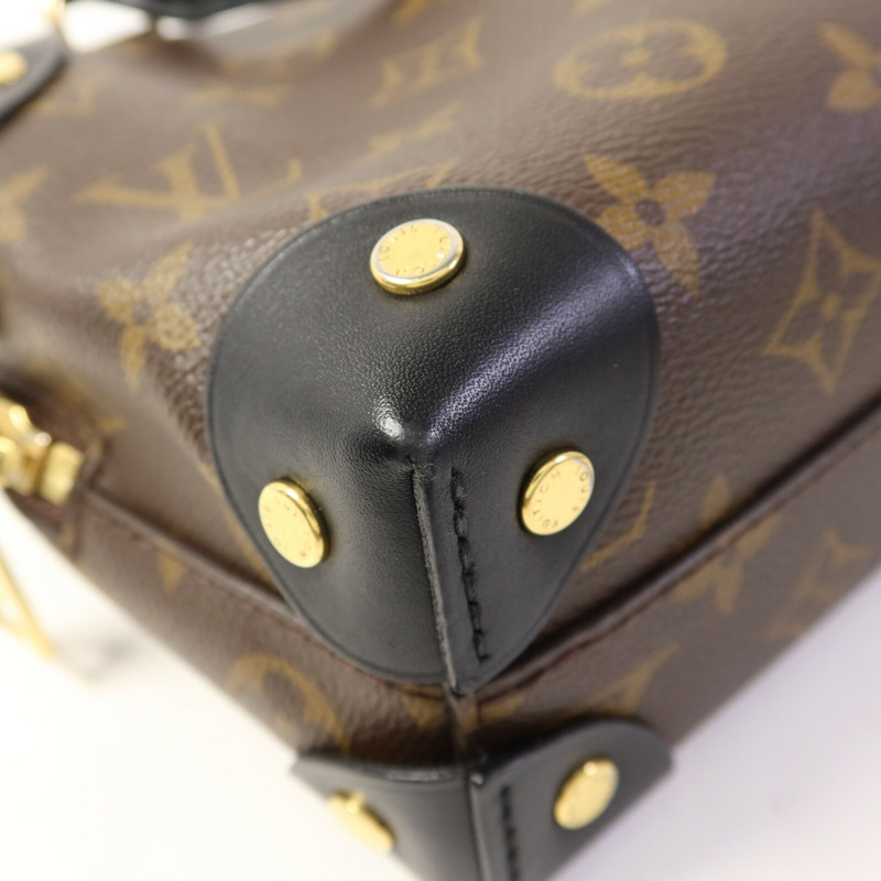 LOUIS VUITTON Monogram Petite Malle Souple金扣手挽肩背兩用袋棕色-16