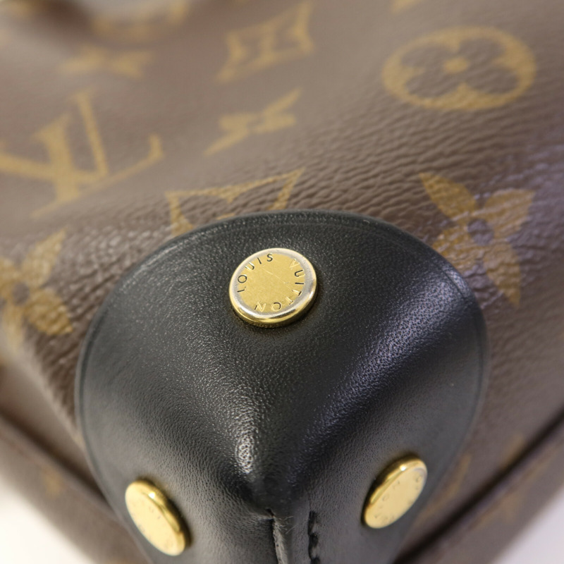 LOUIS VUITTON Monogram Petite Malle Souple金扣手挽肩背兩用袋棕色-17