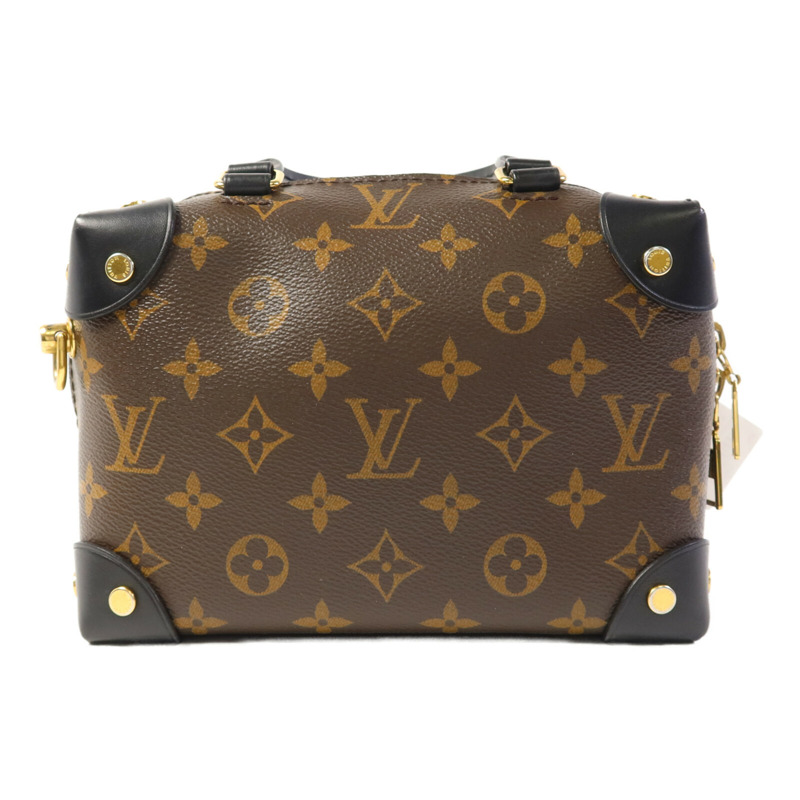 LOUIS VUITTON Monogram Petite Malle Souple金扣手挽肩背兩用袋棕色-1