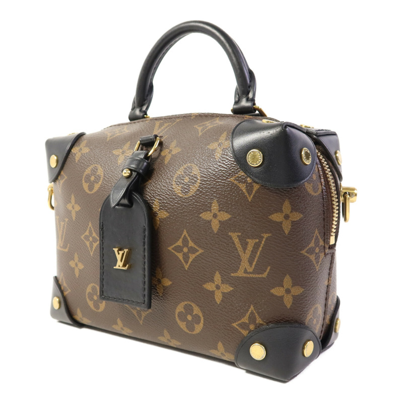 LOUIS VUITTON Monogram Petite Malle Souple金扣手挽肩背兩用袋棕色-2