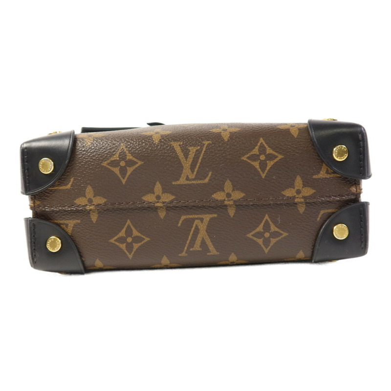 LOUIS VUITTON Monogram Petite Malle Souple金扣手挽肩背兩用袋棕色-3