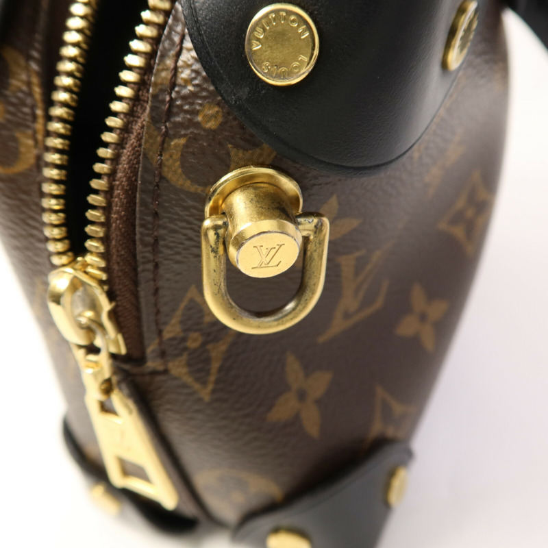 LOUIS VUITTON Monogram Petite Malle Souple金扣手挽肩背兩用袋棕色-11