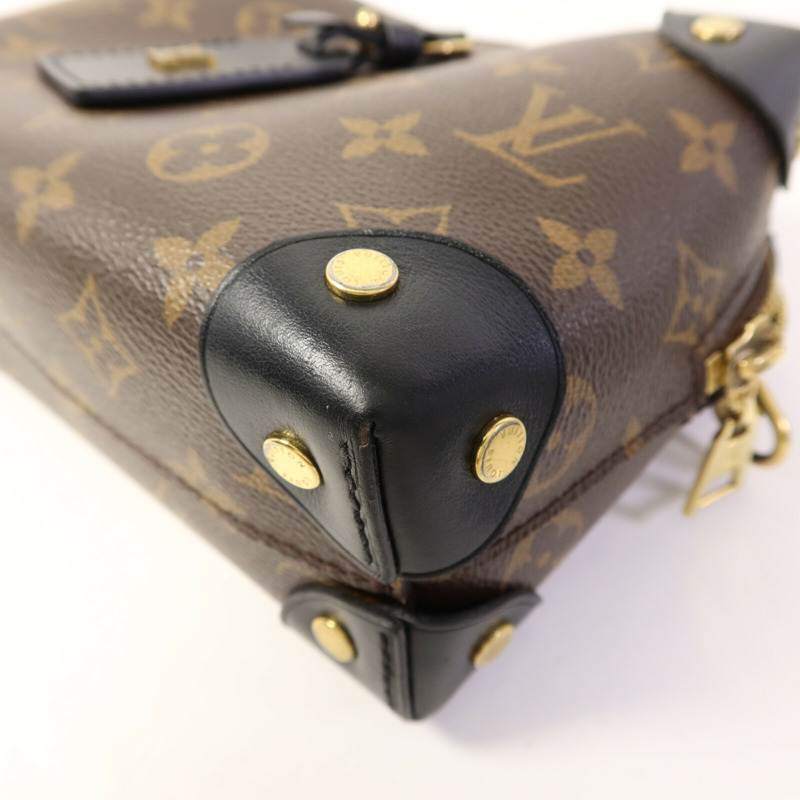 LOUIS VUITTON Monogram Petite Malle Souple金扣手挽肩背兩用袋棕色-12